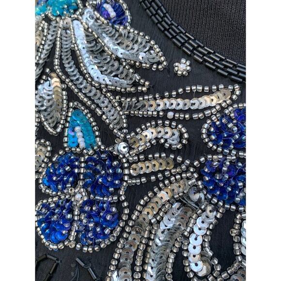 Vintage 80s Scala Party Glam Beaded Evening Holiday Top Small - Picture 5 of 6
